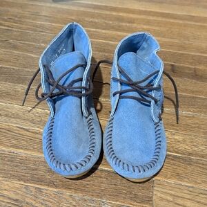 Minnetonka Blue Suede Moccasins